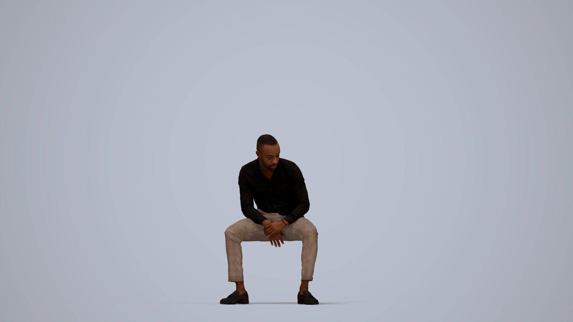 realistic 3D people man business sitting, render-ready for V-Ray and Corona, FBX OBJ, top-down view render
