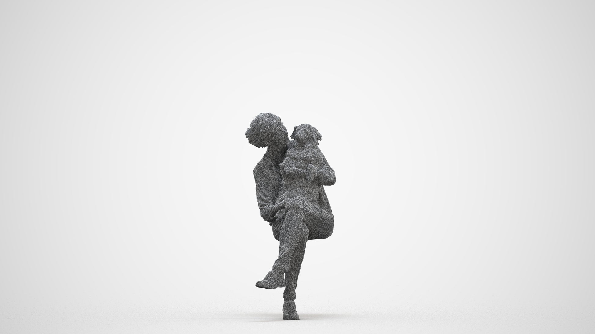 realistic 3D people woman casual sitting, render-ready for V-Ray and Corona, FBX OBJ, three-quarter front view render