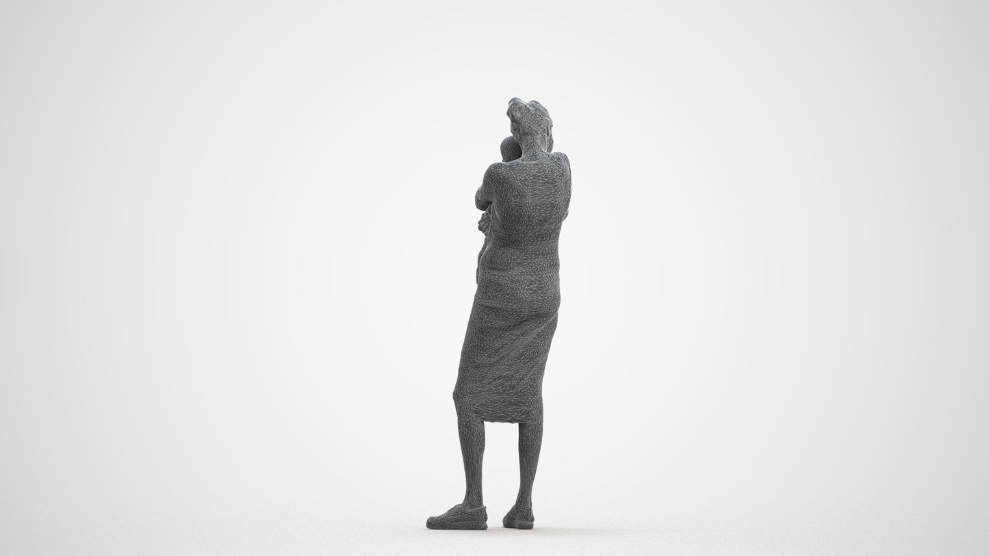 3D scanned girl kids casual, photorealistic archviz people for Enscape and SketchUp, wireframe front view