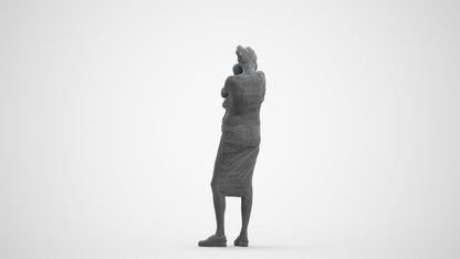 3D scanned girl kids casual, photorealistic archviz people for Enscape and SketchUp, wireframe front view