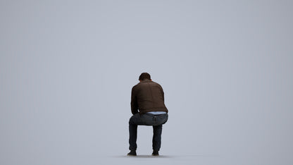 realistic 3D human man casual sitting, archviz people FBX OBJ for Blender, front view render
