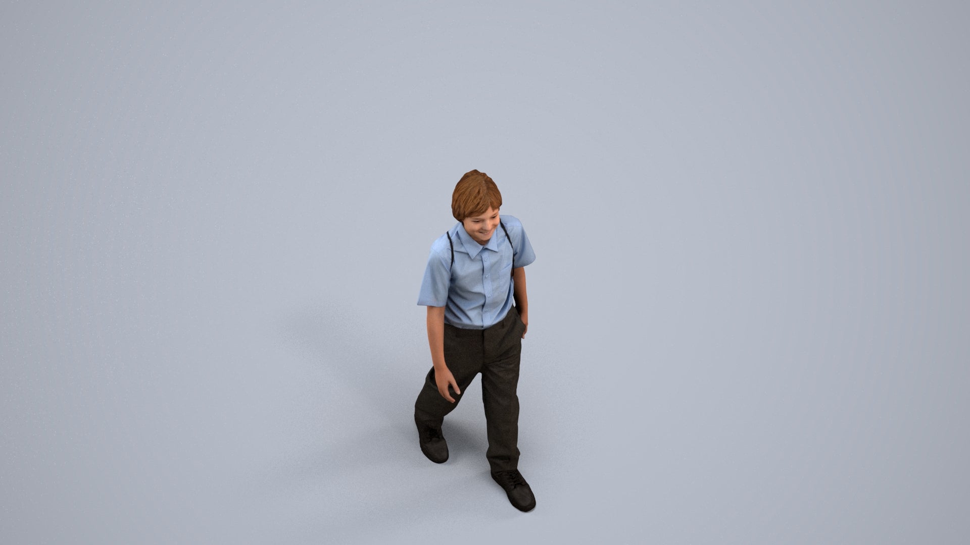 3D people model boy kids, scanned human for 3ds Max rendering, back view render