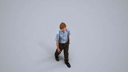3D people model boy kids, scanned human for 3ds Max rendering, back view render