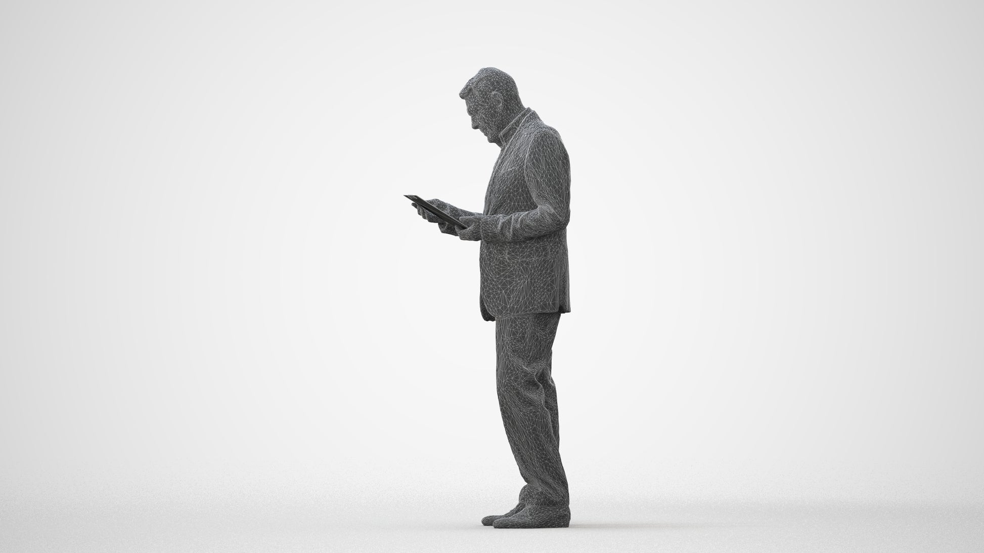 3D scanned senior man business, photorealistic archviz people for Enscape and SketchUp, square thumbnail