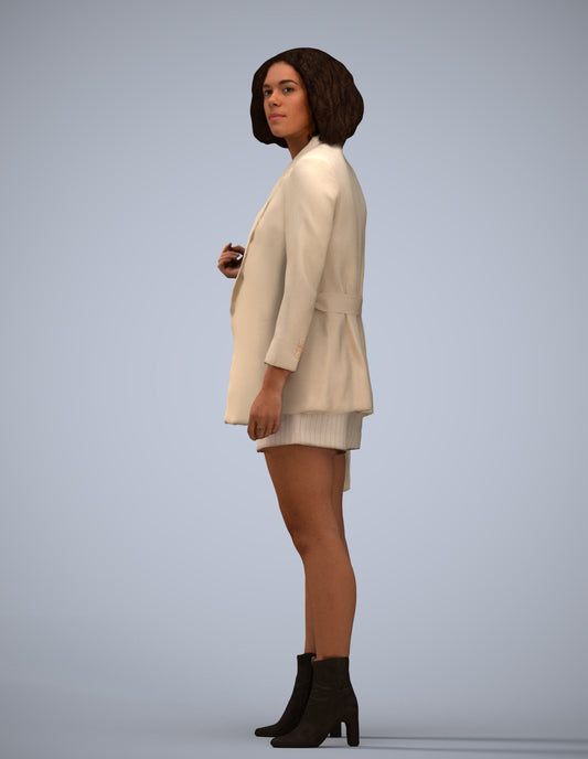 realistic 3D woman business standing, scanned archviz people for Blender and 3ds Max