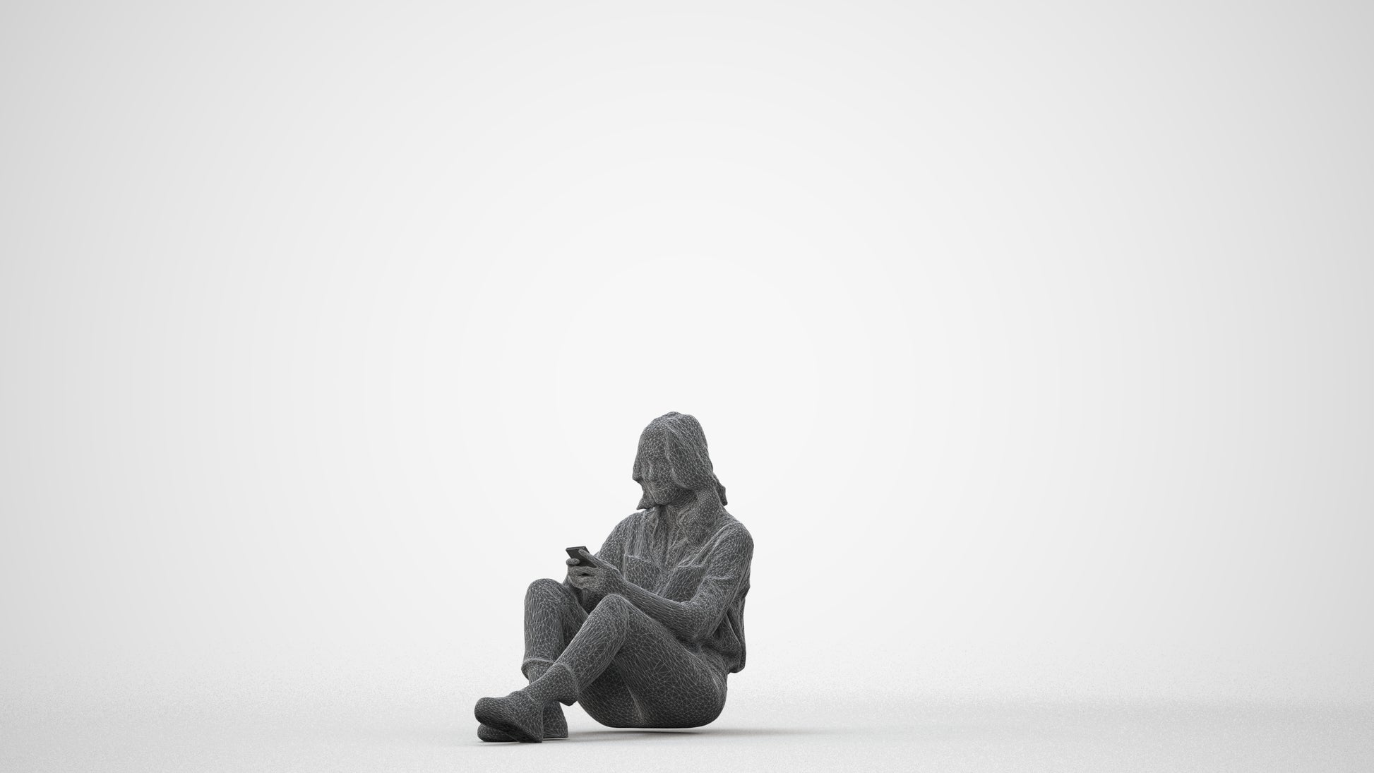 3D people model woman casual sitting, scanned human for 3ds Max rendering, square thumbnail
