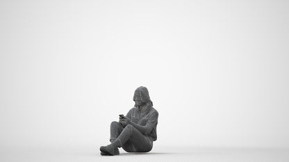 3D people model woman casual sitting, scanned human for 3ds Max rendering, square thumbnail