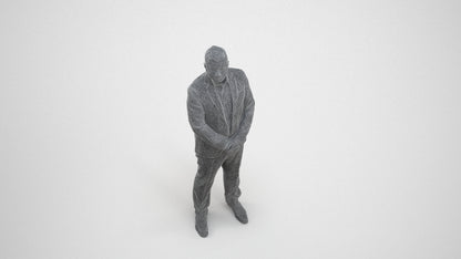 3D people model man business formalaffairs, scanned human for 3ds Max rendering, wireframe three-quarter view