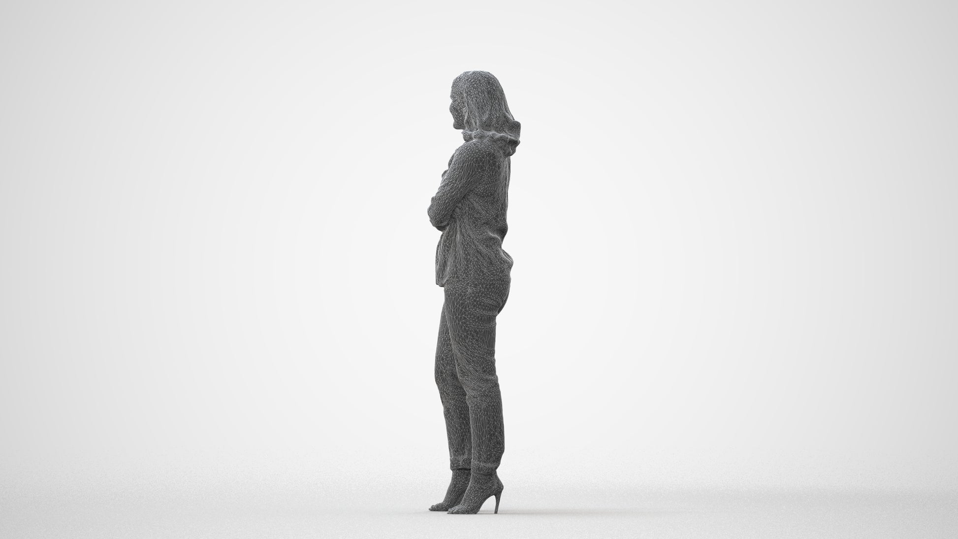 3D scanned woman standing casual, photorealistic archviz people for Enscape and SketchUp, square thumbnail