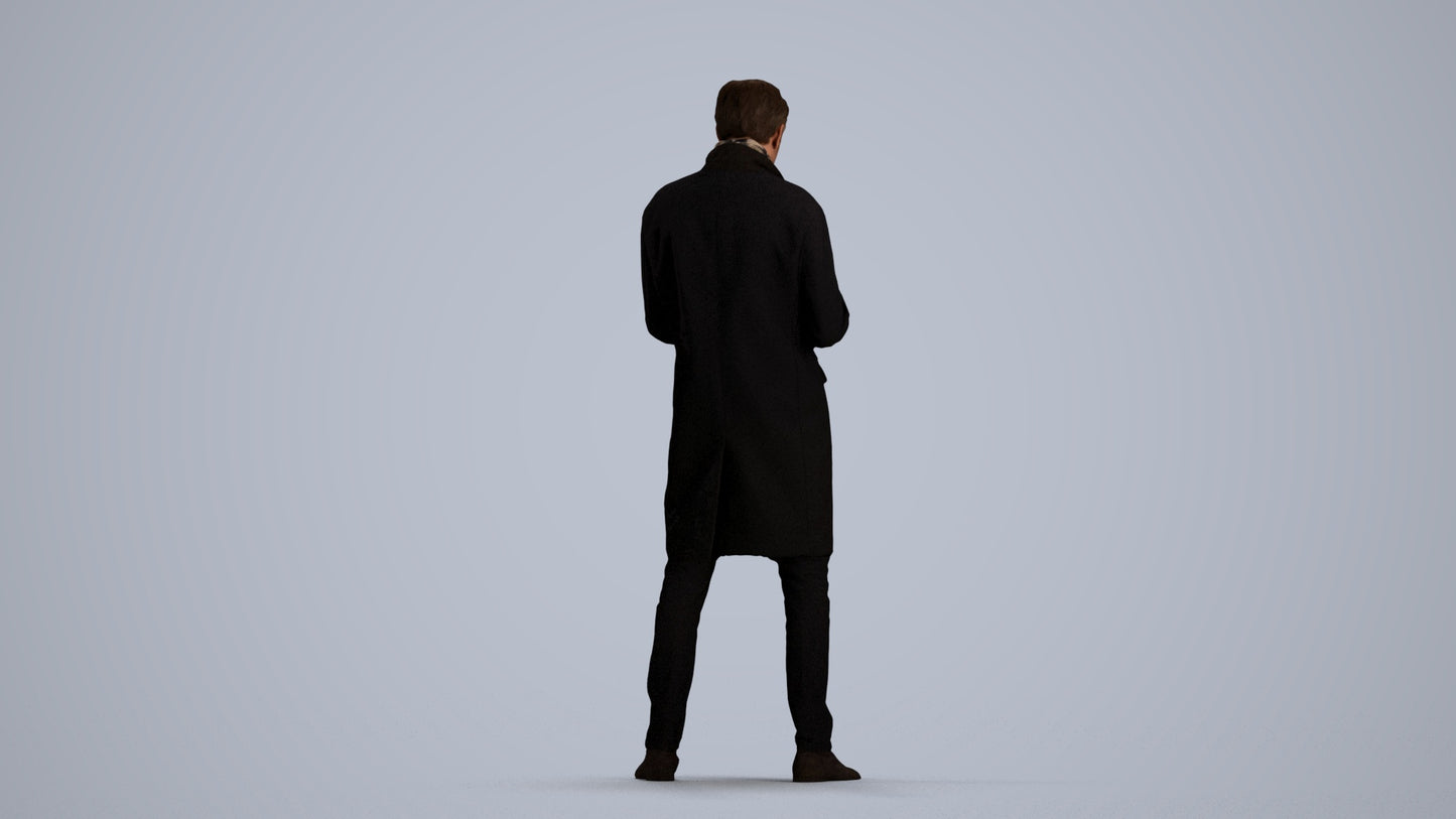 photogrammetry 3D man standing, realistic human model archviz FBX, front view render