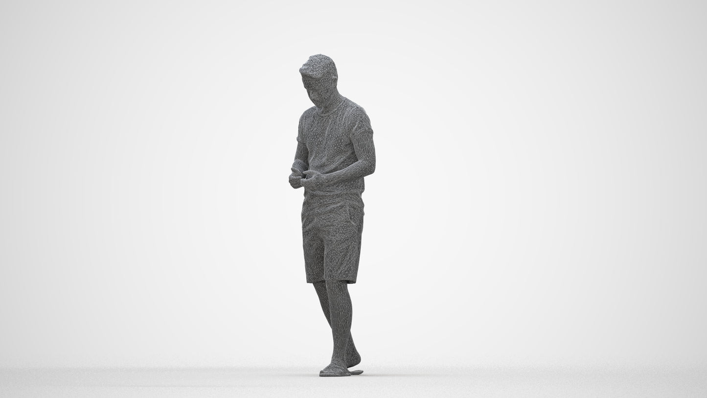 realistic 3D people man walking, render-ready for V-Ray and Corona, FBX OBJ, wireframe back view
