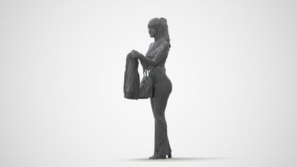 realistic 3D woman casual shopping, scanned archviz people for Blender and 3ds Max, square thumbnail