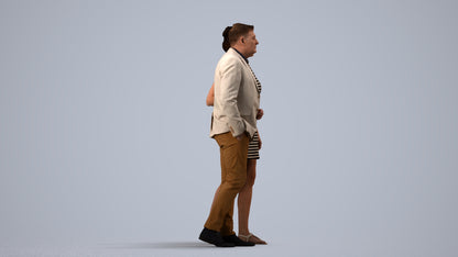 3D people model woman casual couple, scanned human for 3ds Max rendering, side view render