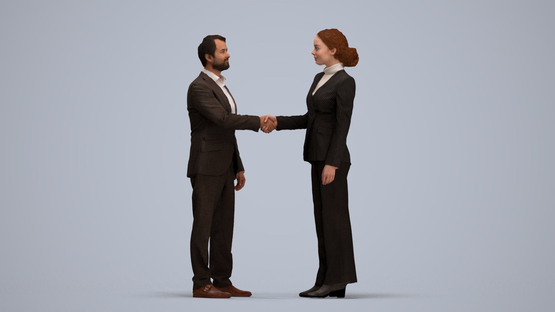 scanned 3D woman business, photogrammetry people for Enscape and V-Ray, standing pose render