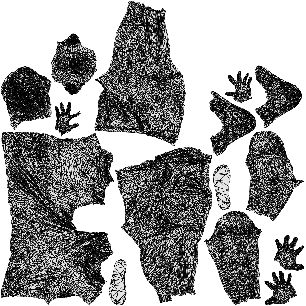 3D people model man casual standing, scanned human for 3ds Max rendering, wireframe top-down view