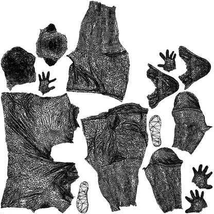 3D people model man casual standing, scanned human for 3ds Max rendering, wireframe top-down view