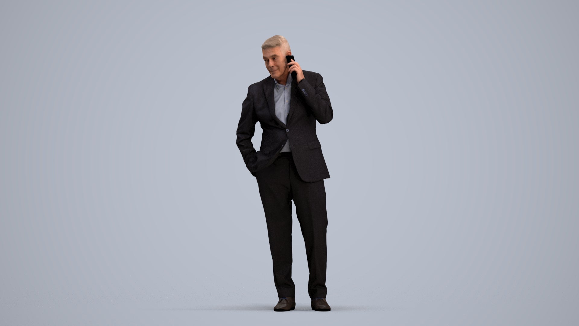 scanned 3D senior man business, photogrammetry people for Enscape and V-Ray, standing pose render