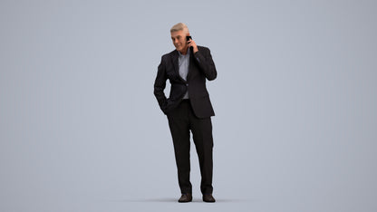 scanned 3D senior man business, photogrammetry people for Enscape and V-Ray, standing pose render