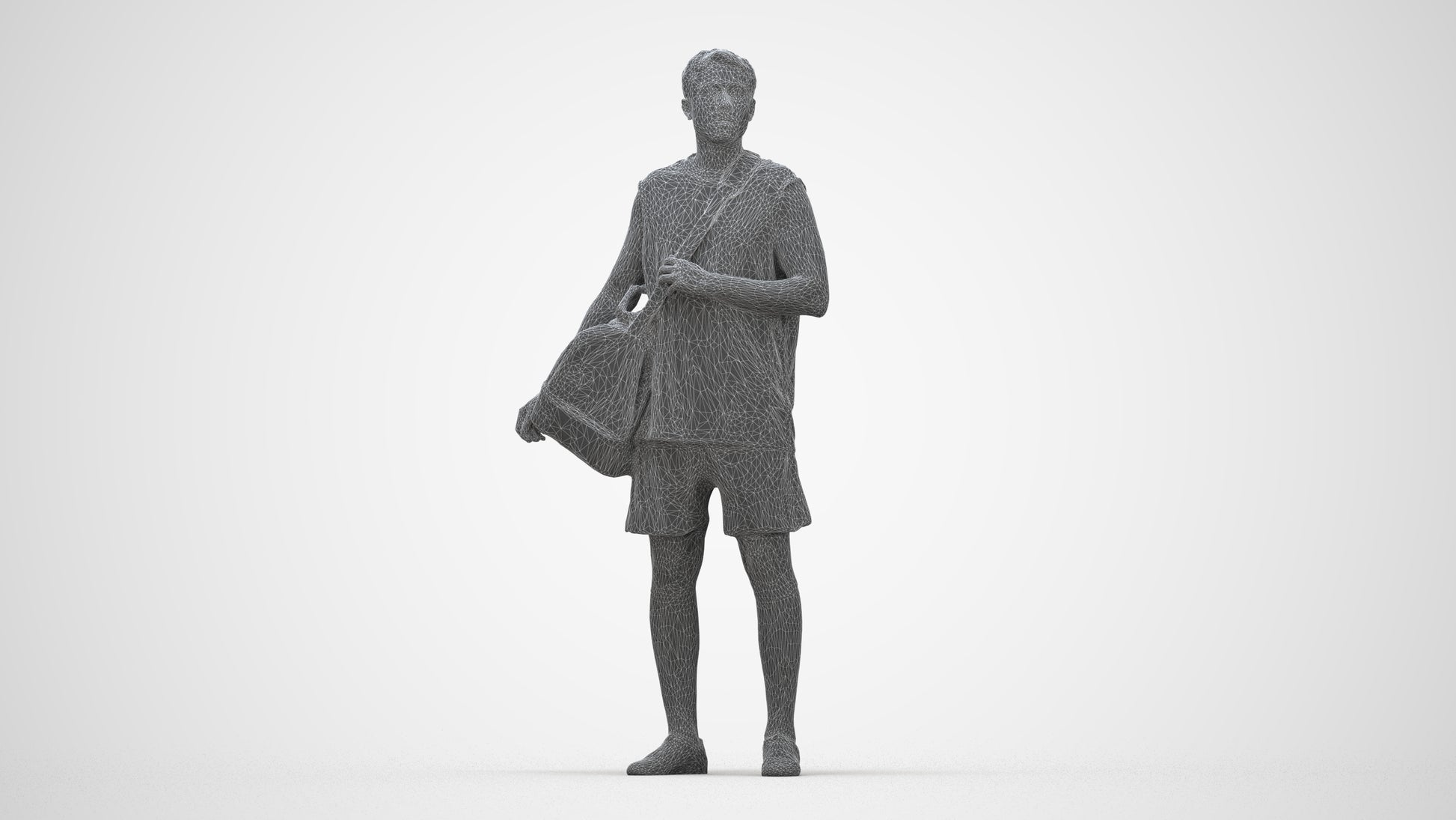 scanned 3D man sport, photogrammetry people for Enscape and V-Ray, wireframe back view