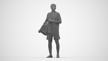 scanned 3D man sport, photogrammetry people for Enscape and V-Ray, wireframe back view