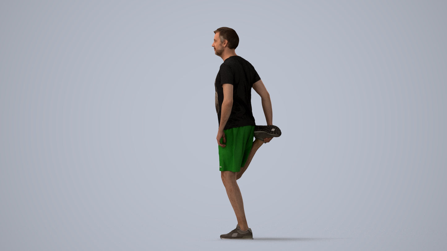 realistic 3D people man standing, render-ready for V-Ray and Corona, FBX OBJ, three-quarter view render
