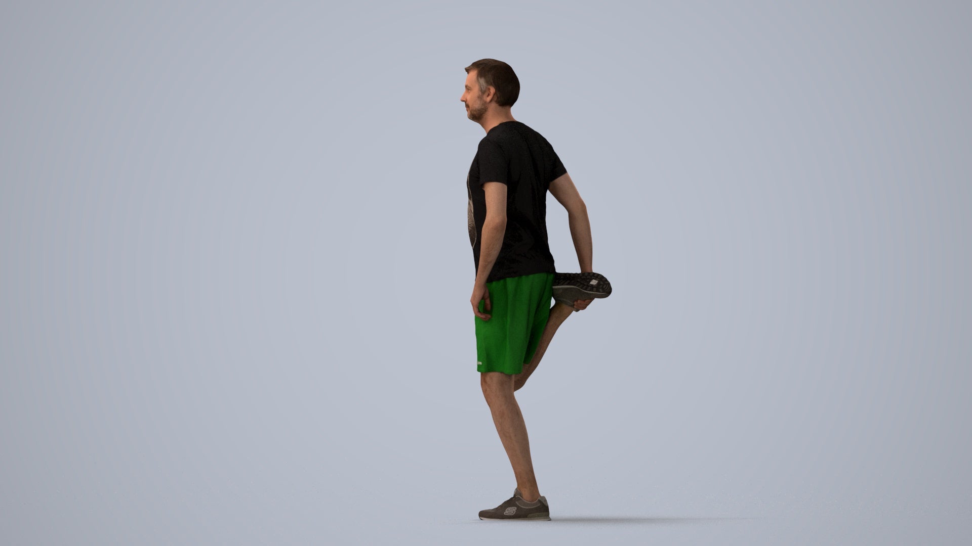 realistic 3D people man standing, render-ready for V-Ray and Corona, FBX OBJ, three-quarter view render