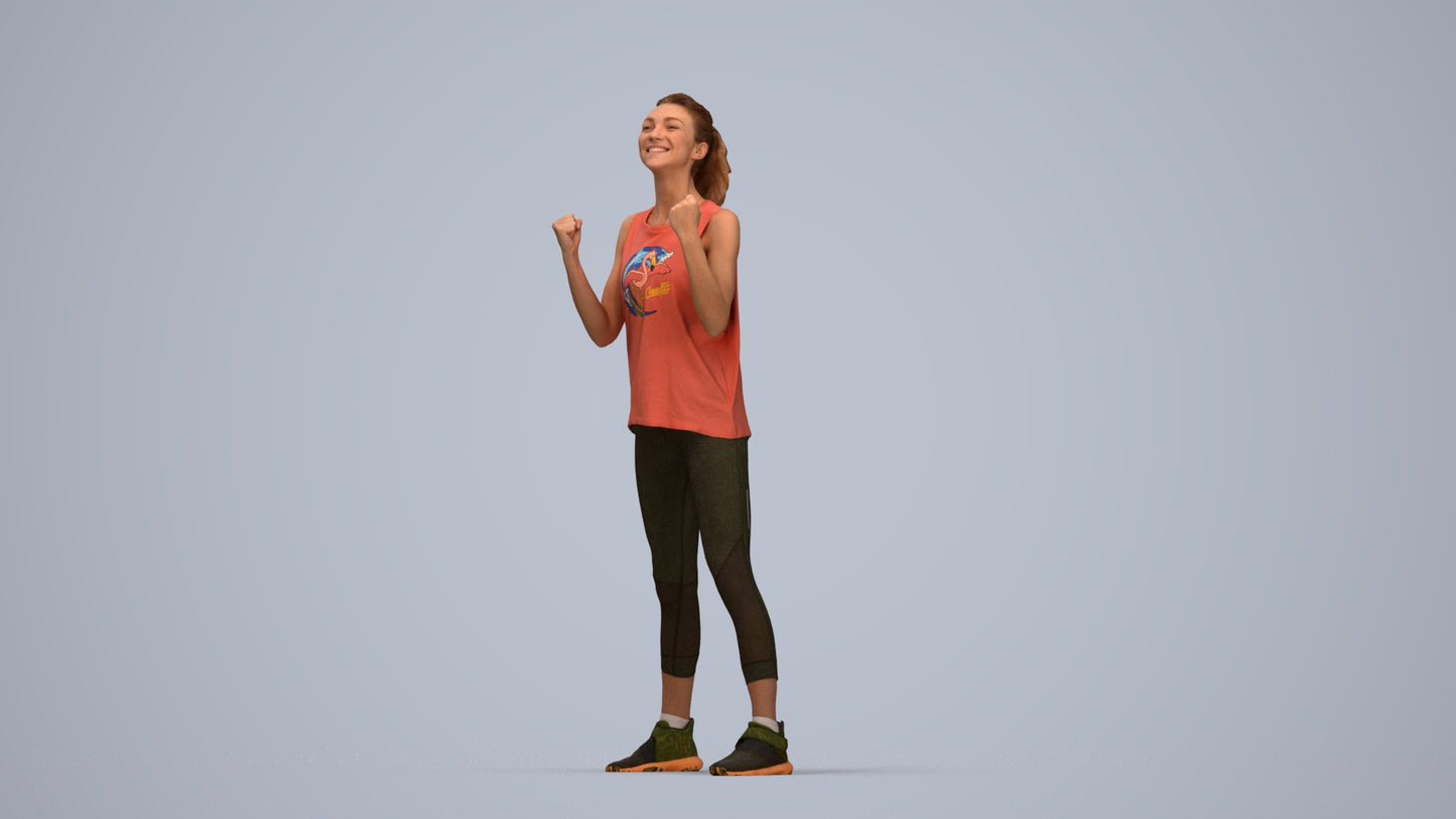 realistic 3D human woman sport, archviz people FBX OBJ for Blender, top-down view render