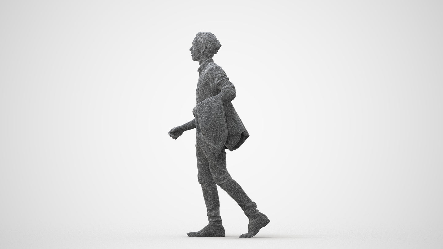 photogrammetry 3D man casual walking, realistic human model archviz FBX, square thumbnail