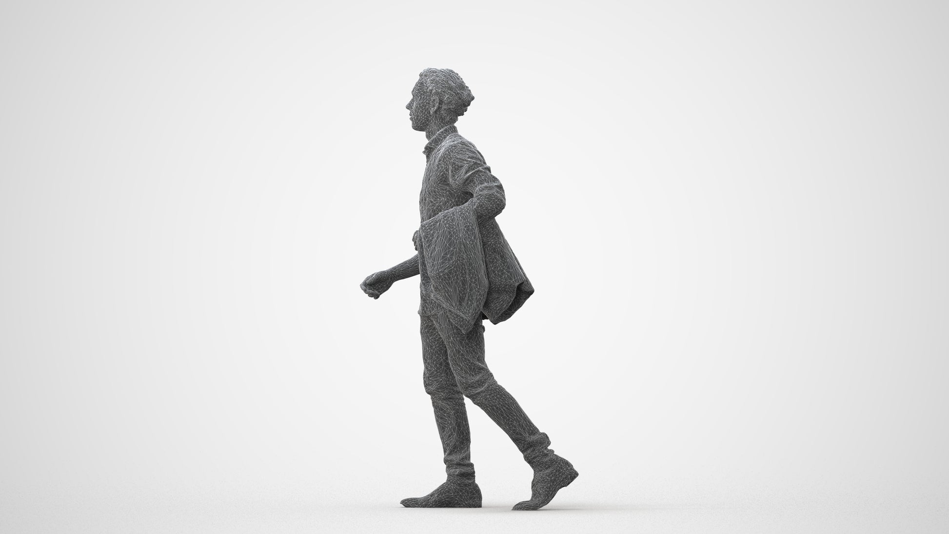 photogrammetry 3D man casual walking, realistic human model archviz FBX, square thumbnail