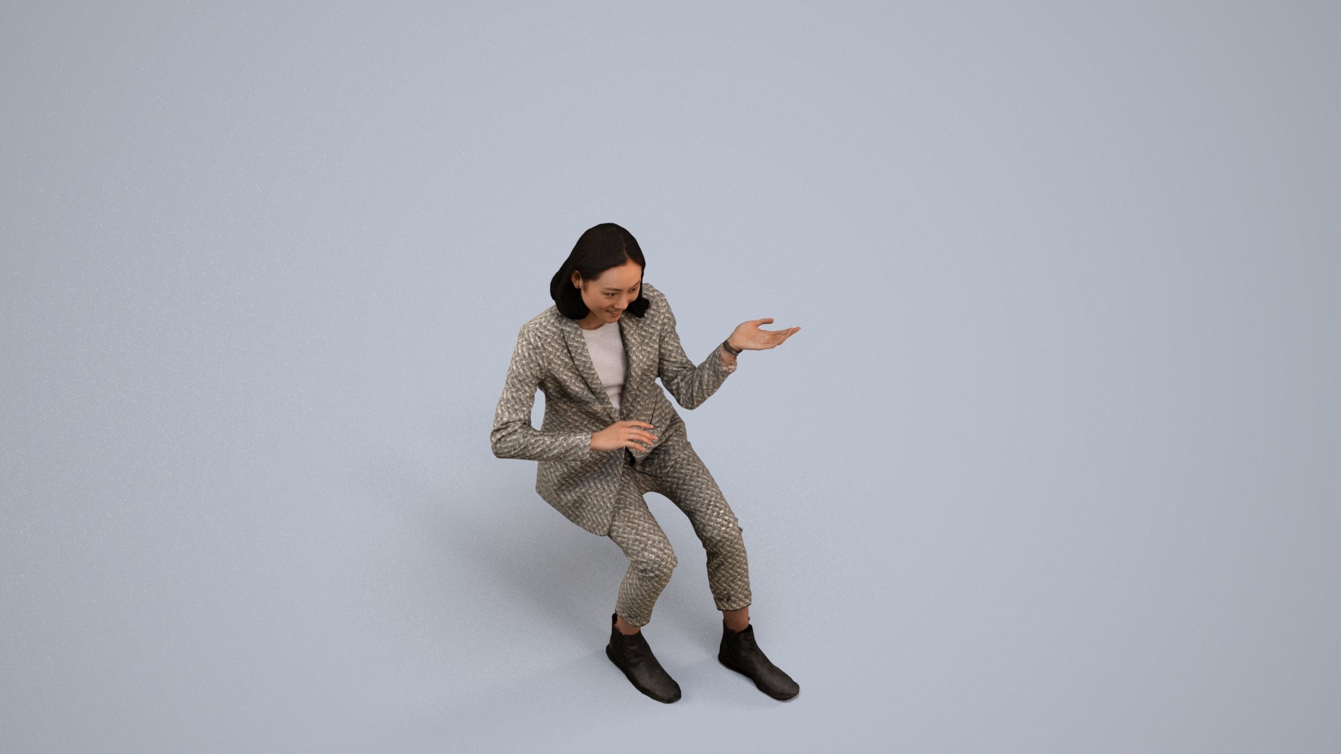 realistic 3D woman business, scanned archviz people for Blender and 3ds Max, back view render