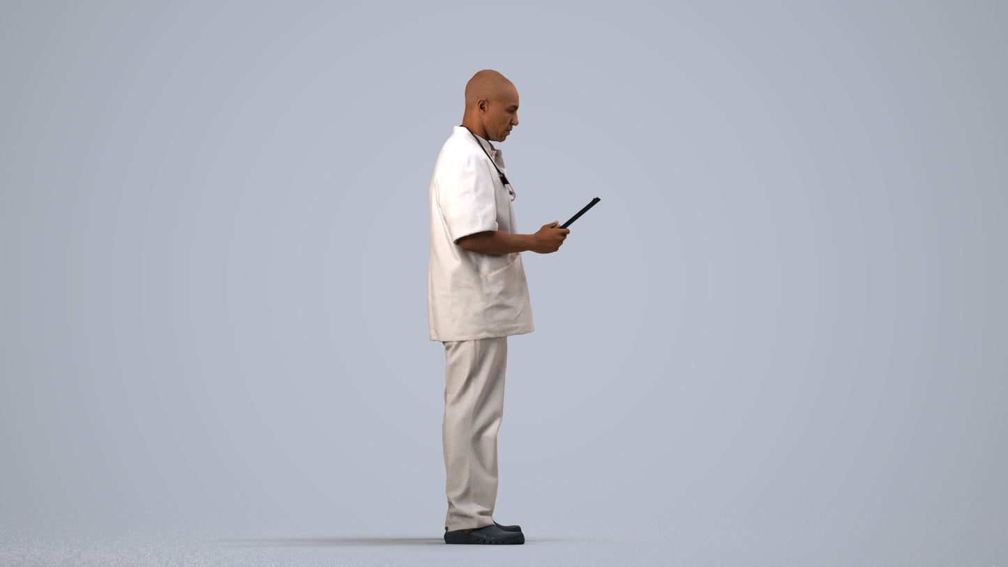 3D people model man medical, scanned human for 3ds Max rendering, side view render