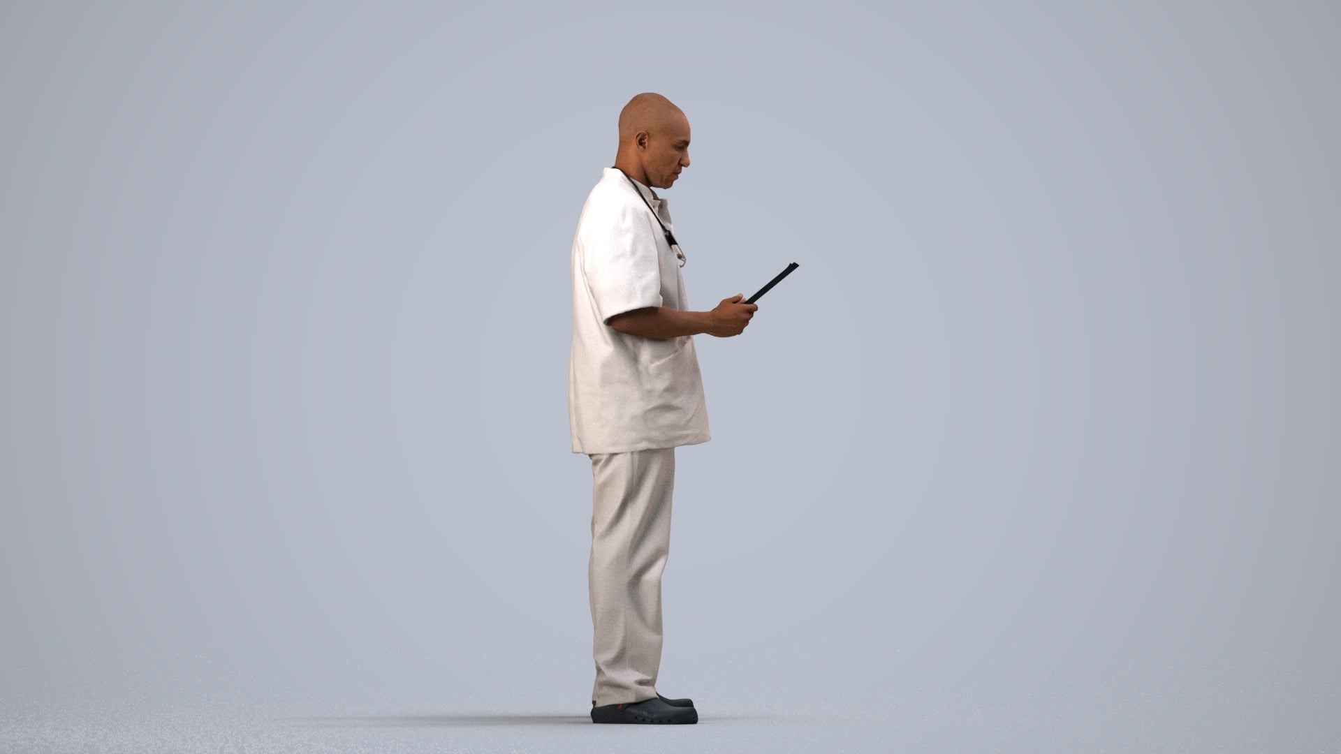 3D people model man medical, scanned human for 3ds Max rendering, side view render