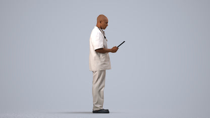 3D people model man medical, scanned human for 3ds Max rendering, side view render