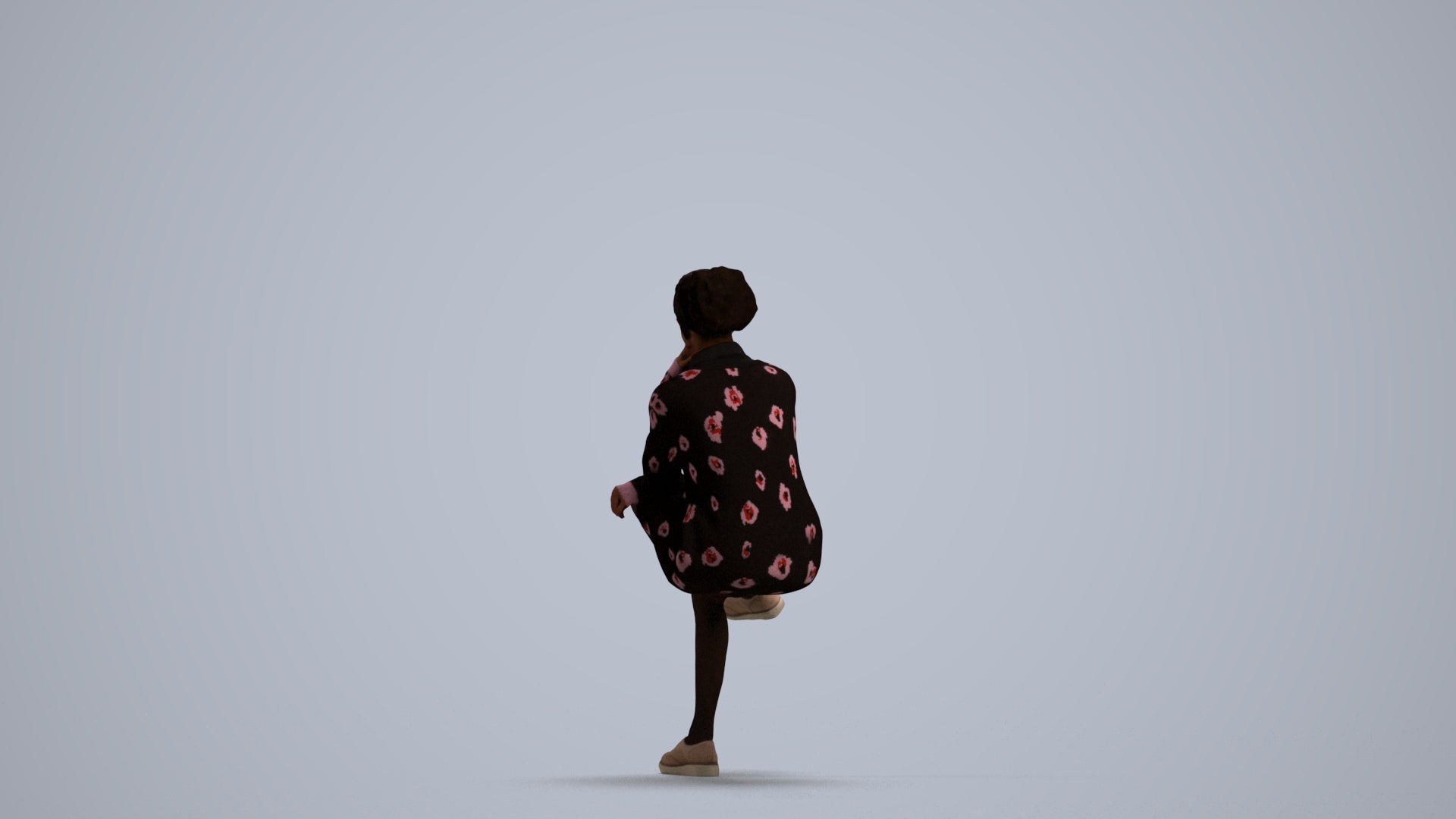 realistic 3D human woman casual sitting, archviz people FBX OBJ for Blender, front view render