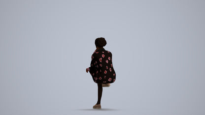 realistic 3D human woman casual sitting, archviz people FBX OBJ for Blender, front view render