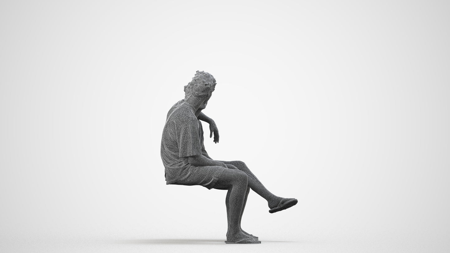 3D human model woman casual couple, photogrammetry scanned person for archviz, wireframe side view