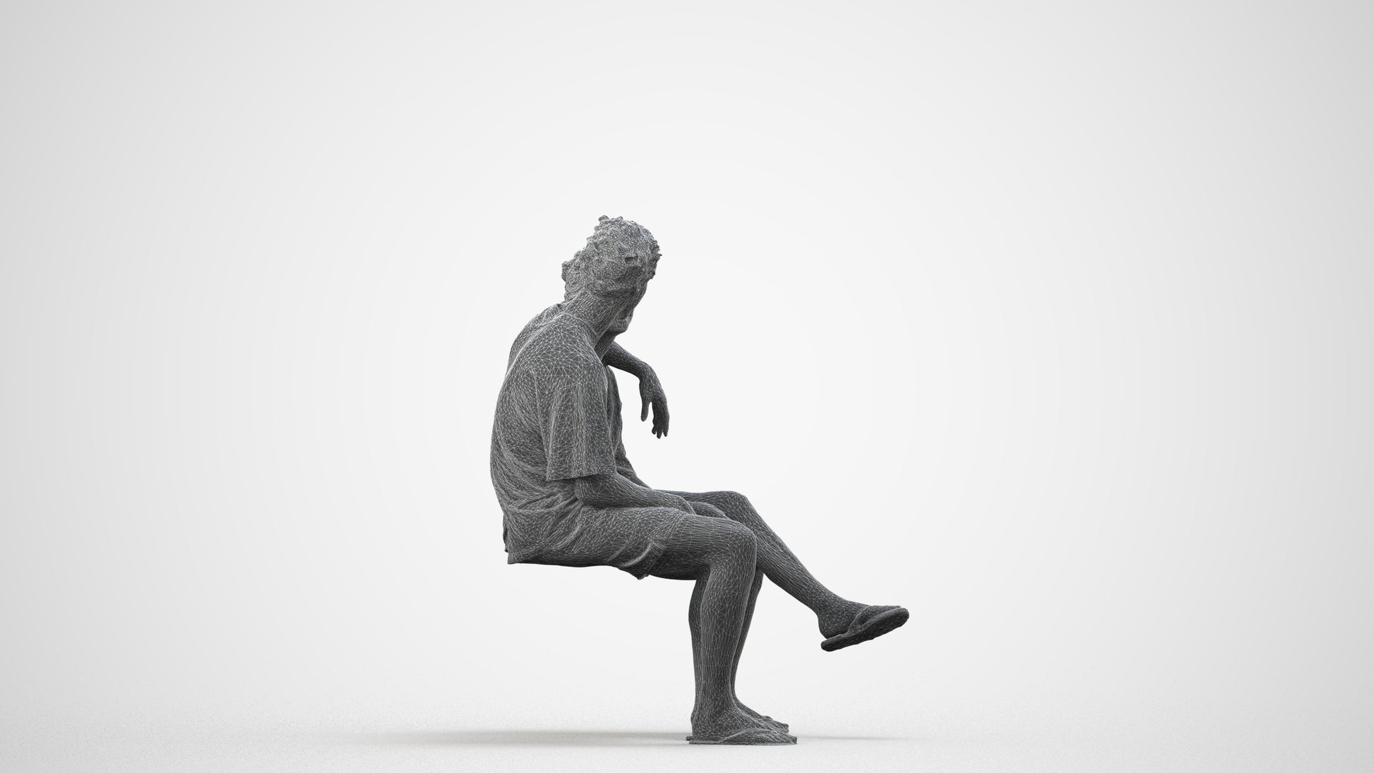 3D human model woman casual couple, photogrammetry scanned person for archviz, wireframe side view