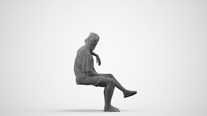 3D human model woman casual couple, photogrammetry scanned person for archviz, wireframe side view