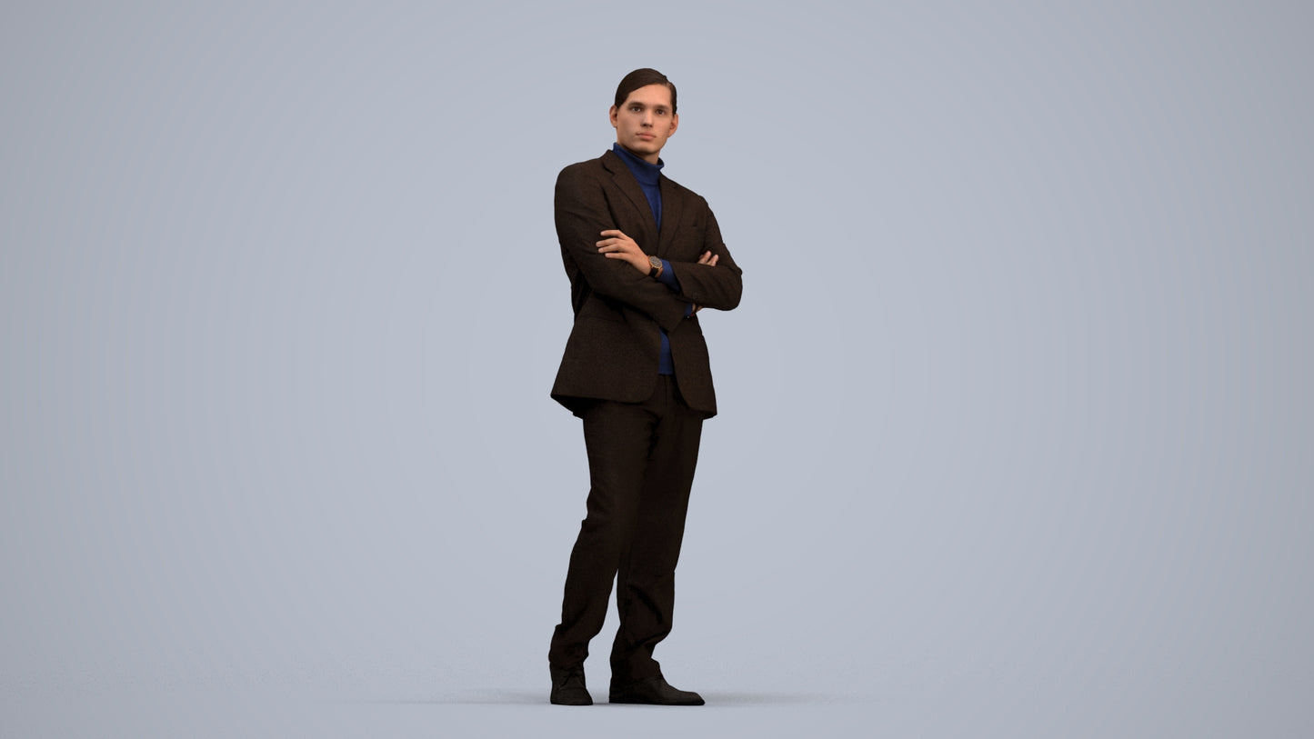 realistic 3D people man business, render-ready for V-Ray and Corona, FBX OBJ, standing pose render