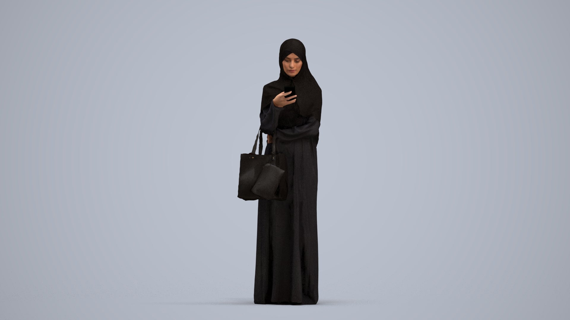 3D human model woman standing, photogrammetry scanned person for archviz, standing pose render