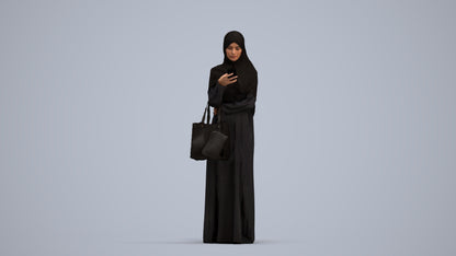 3D human model woman standing, photogrammetry scanned person for archviz, standing pose render