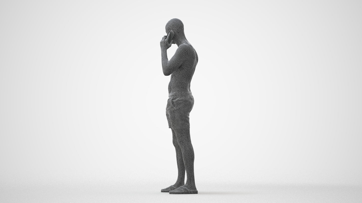 realistic 3D human man pool, archviz people FBX OBJ for Blender, square thumbnail