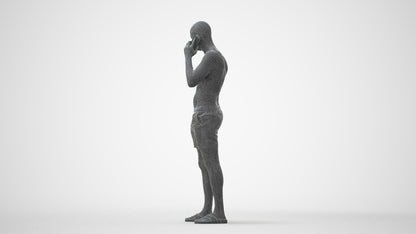 realistic 3D human man pool, archviz people FBX OBJ for Blender, square thumbnail