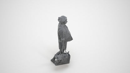 3D scanned woman shopping casual, photorealistic archviz people for Enscape and SketchUp, wireframe three-quarter view