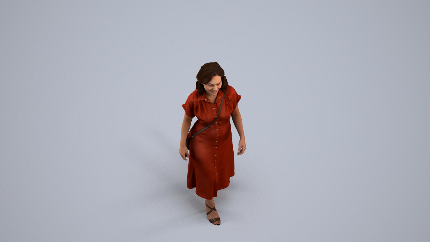 realistic 3D woman casual standing, scanned archviz people for Blender and 3ds Max, back view render