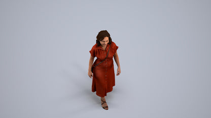 realistic 3D woman casual standing, scanned archviz people for Blender and 3ds Max, back view render