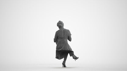 realistic 3D human woman casual mix, archviz people FBX OBJ for Blender, wireframe front view