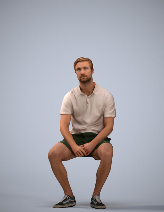 realistic 3D people man casual sitting, render-ready for V-Ray and Corona, FBX OBJ