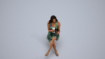 scanned 3D woman sitting, photogrammetry people for Enscape and V-Ray, back view render