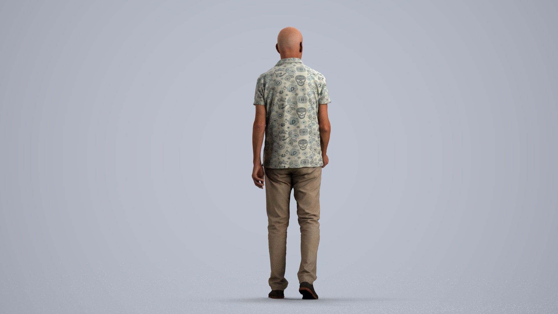 scanned 3D senior man casual walking, photogrammetry people for Enscape and V-Ray, front view render